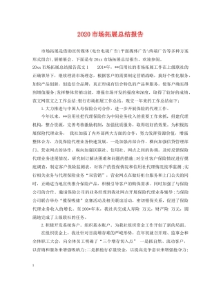 2020市场拓展总结报告 