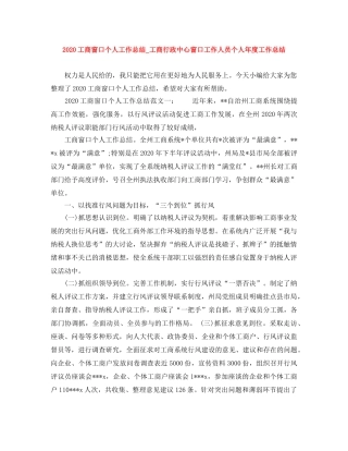 2020工商窗口个人工作总结_工商行政中心窗口工作人员个人年度工作总结 