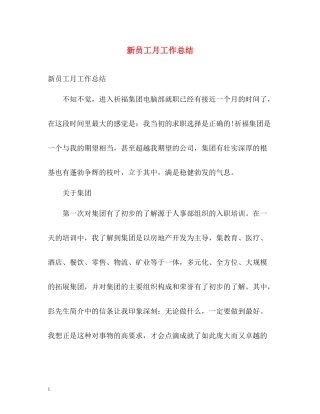 新员工月工作总结2