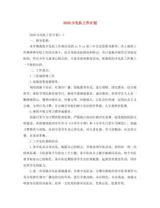 2020少先队工作计划(2) 