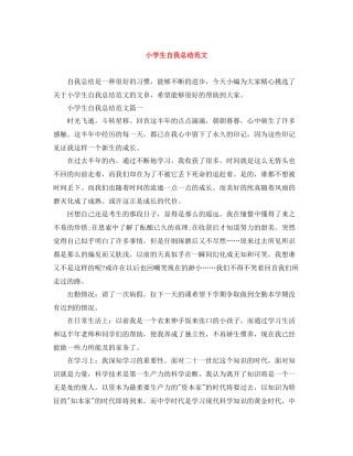 小学生自我总结范文