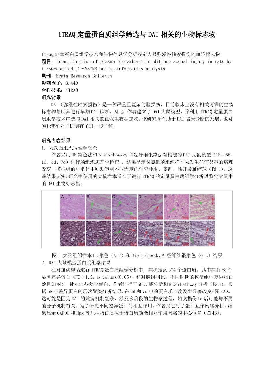 利用iTRAQ定量蛋白质组学筛选与DAI相关的生物标志物_第1页