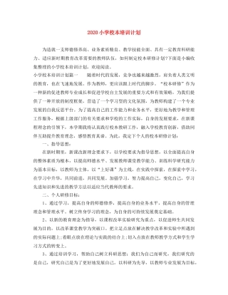 2020小学校本培训计划 