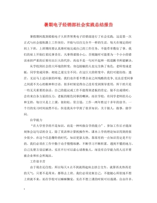 暑期电子经销部社会实践总结报告