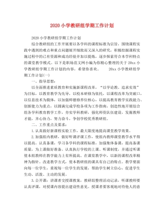 2020小学教研组学期工作计划 