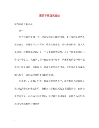 团员年度自我总结2