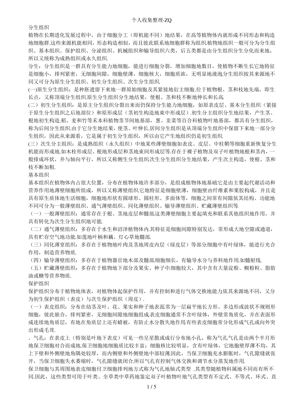 中药鉴定--植物的组织_第1页