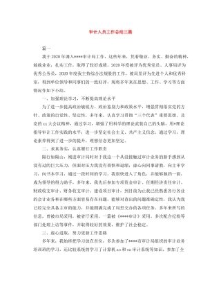审计人员工作总结三篇