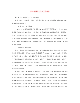 2020年度护士个人工作总结