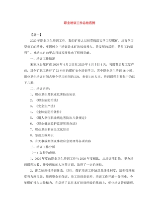 职业培训工作总结范例