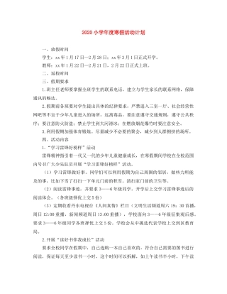 2020小学年度寒假活动计划 