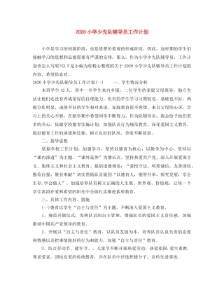 2020小学少先队辅导员工作计划 