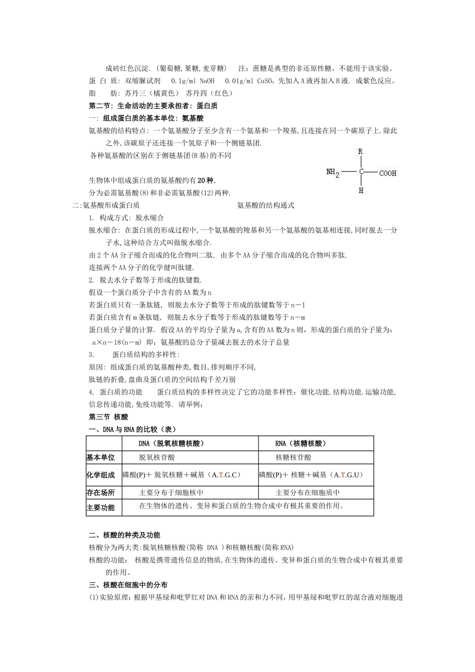 高一生物必修一复习提纲(精华版)_第2页