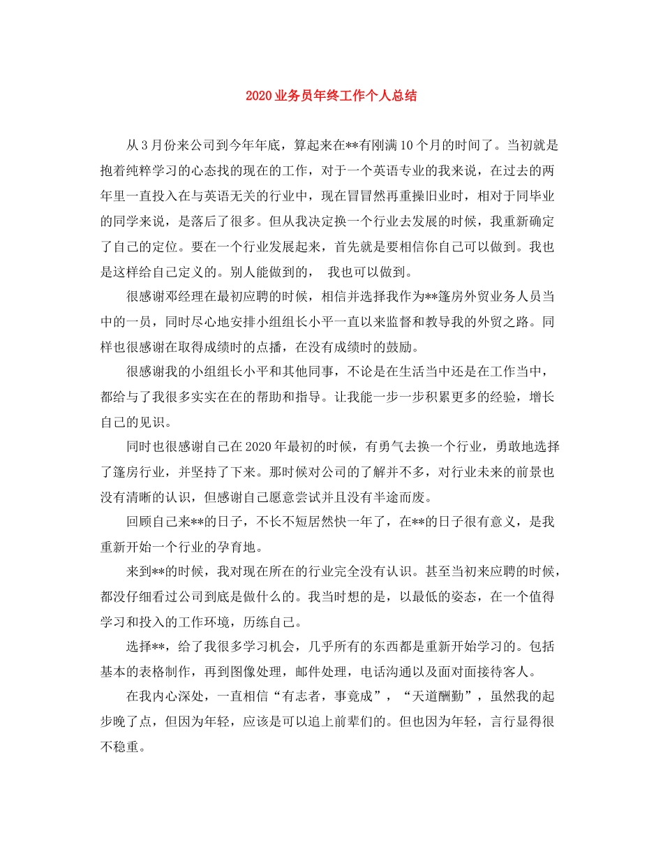 业务员年终工作个人总结_第1页