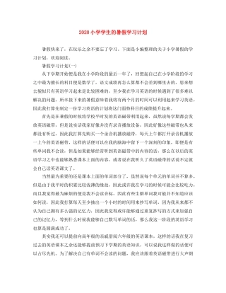 2020小学学生的暑假学习计划 