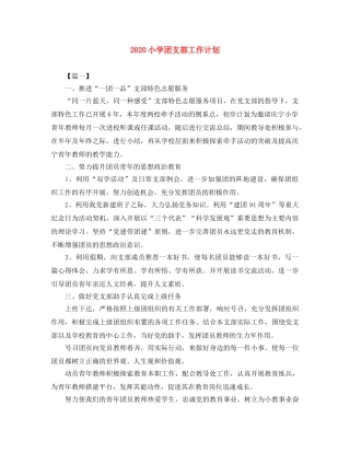 2020小学团支部工作计划 