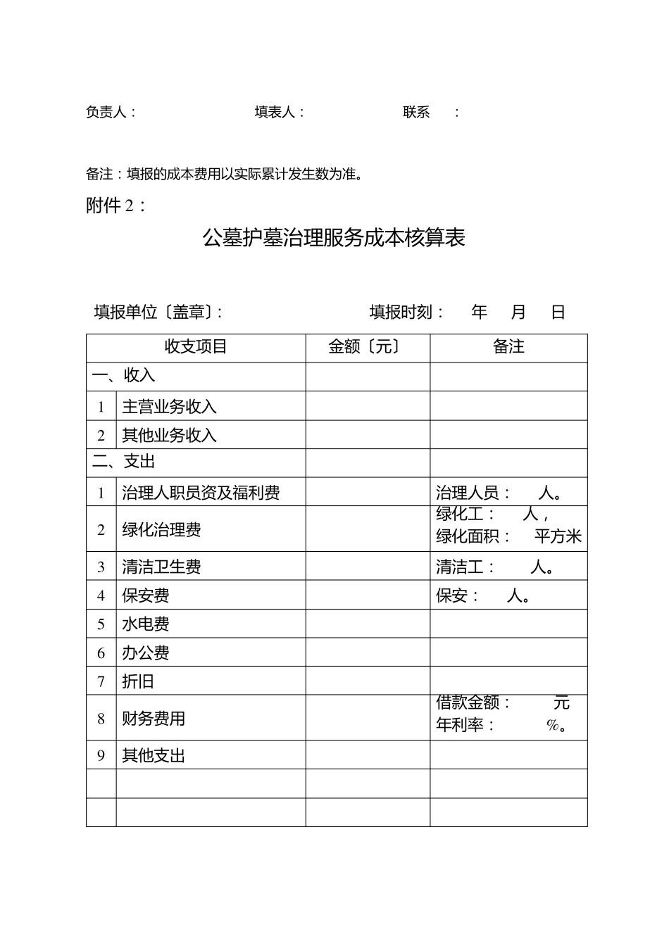 公墓墓穴成本核算表_第2页