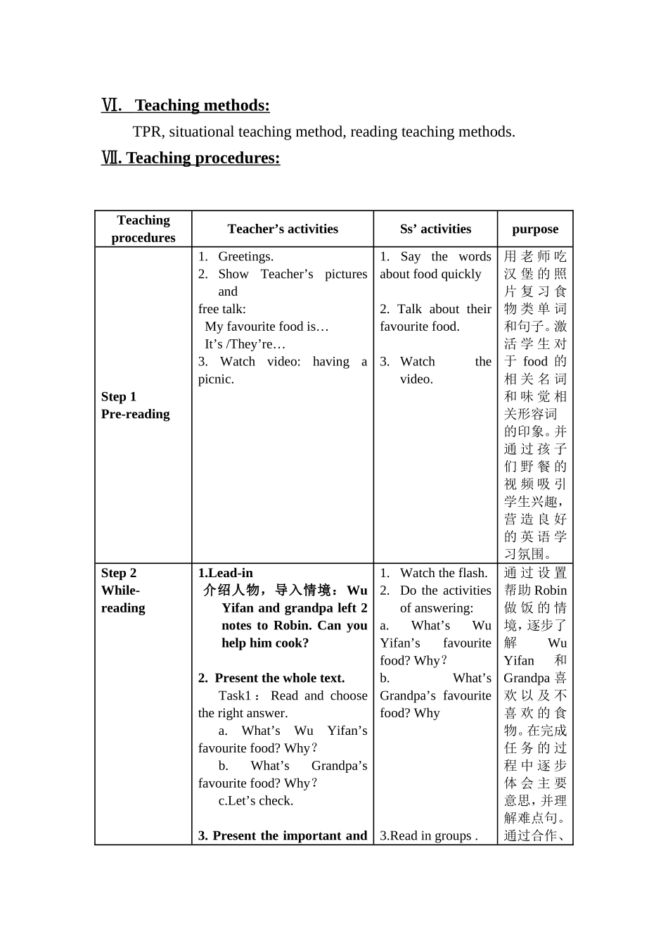 五年级英语上册Unit3单元教案（英文）_第2页