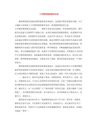 小学教师继续教育总结