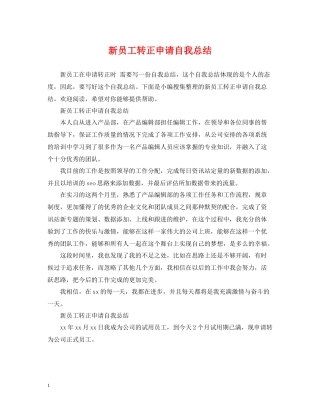 新员工转正申请自我总结