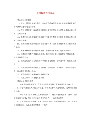 热力稽查个人工作总结