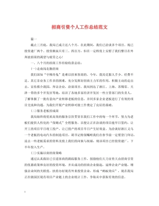 招商引资个人工作总结范文