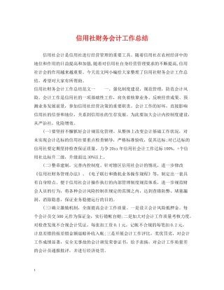 信用社财务会计工作总结