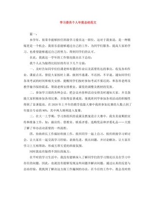 学习委员个人年度总结范文