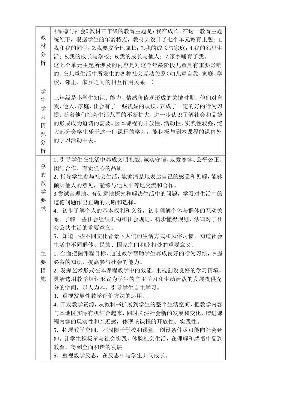 三年级下册品德计划_第2页