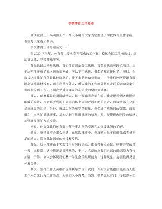学校体育工作总结