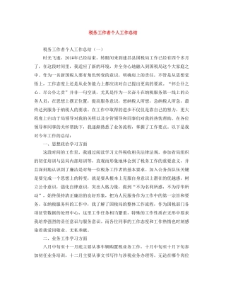 税务工作者个人工作总结