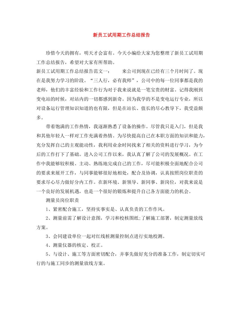 新员工试用期工作总结报告_第1页