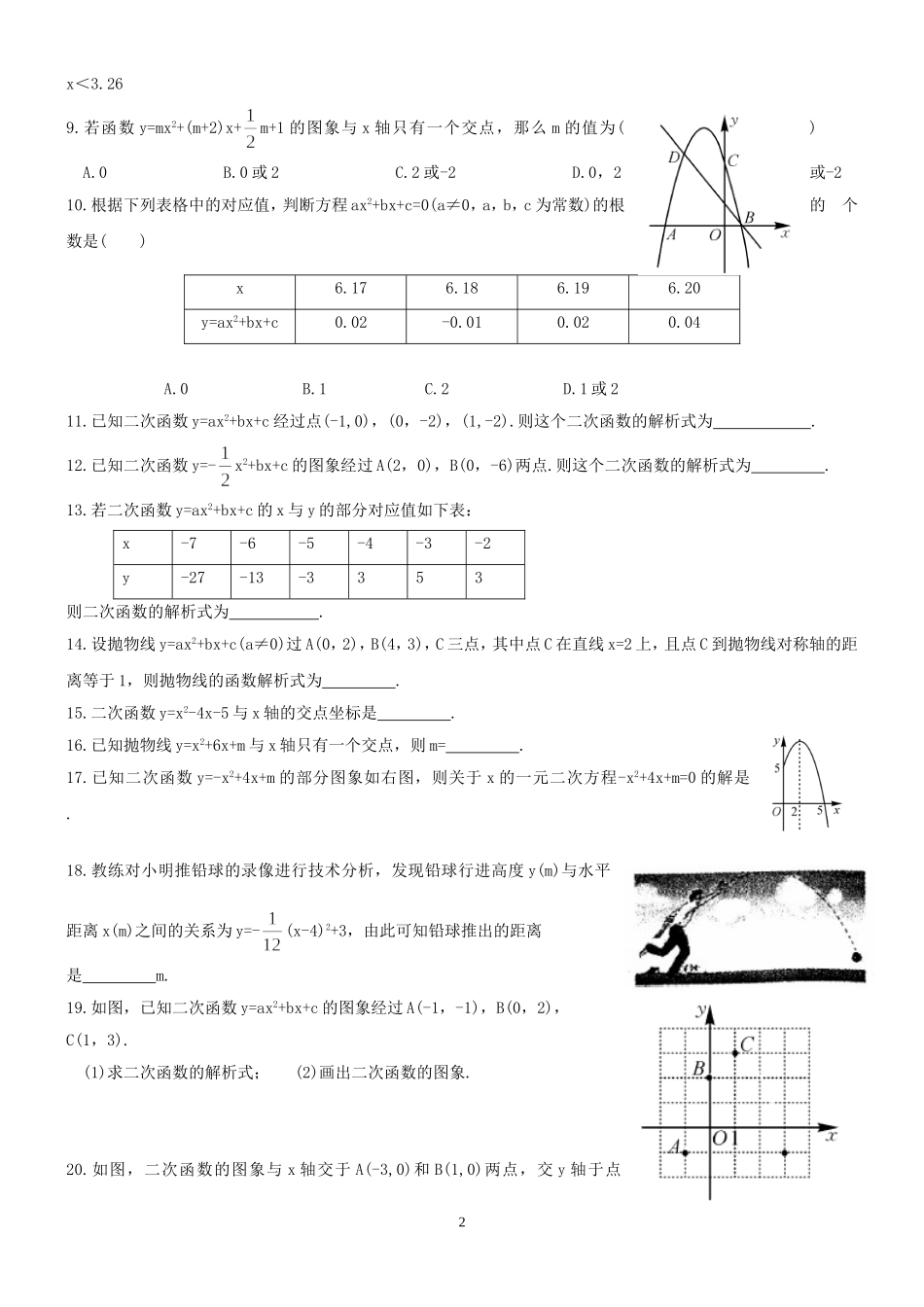 二次函数与一元二次方程_第2页