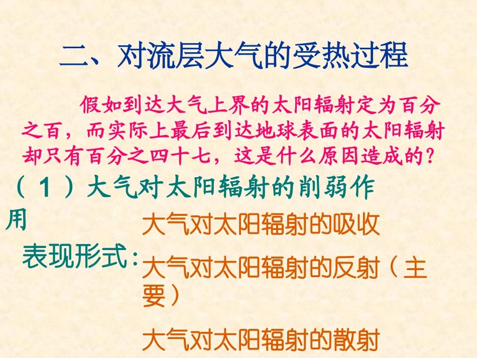 高一湘教版《大气环境》第一节课件对流层的大气受热过程_第3页
