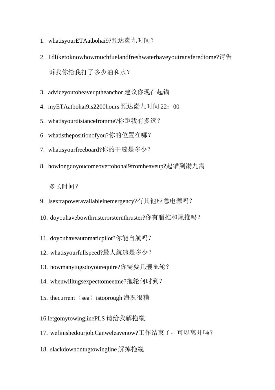 常用船舶英语会话_第2页