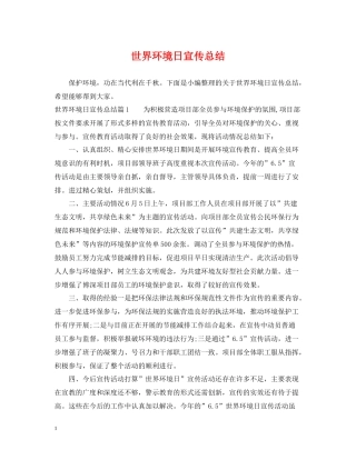 世界环境日宣传总结