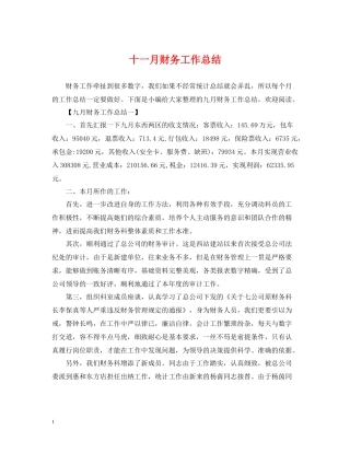 十一月财务工作总结