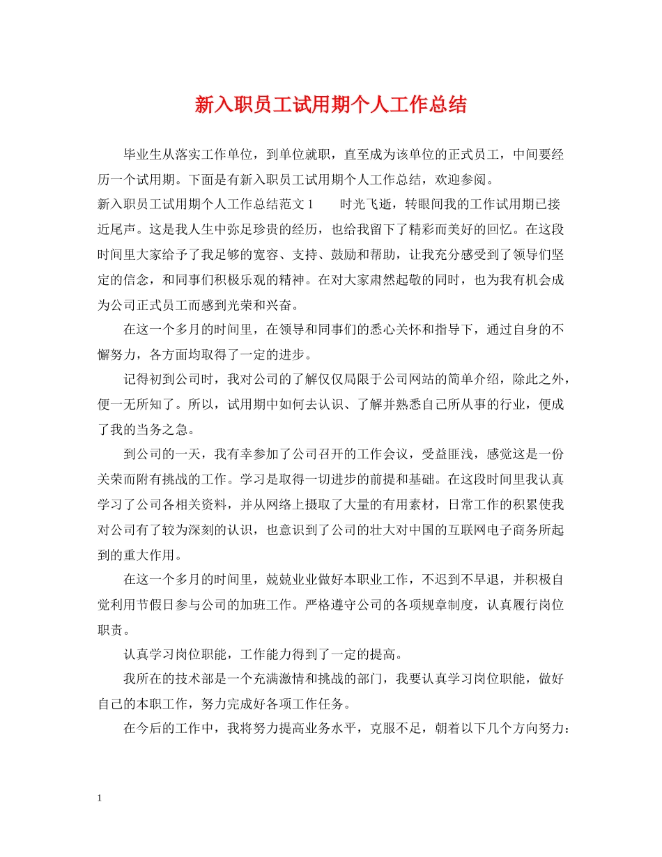 新入职员工试用期个人工作总结_第1页