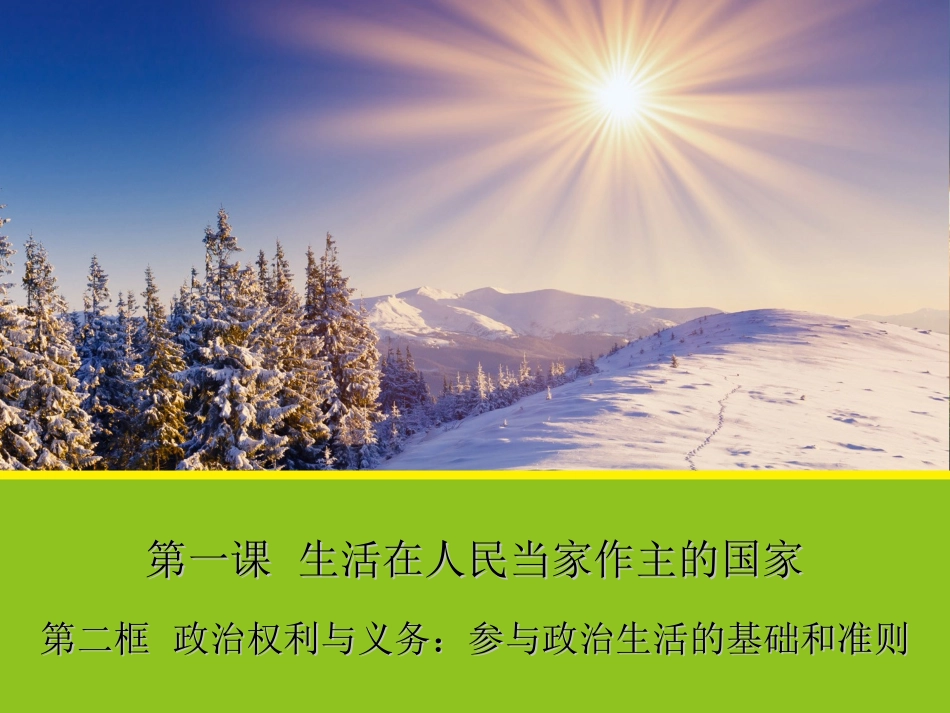 【政治】12《政治权利与义务：参与政治生活的基础和准则》课件（人教版必修2）_第1页