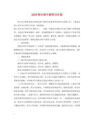 2020审计局干部学习计划 