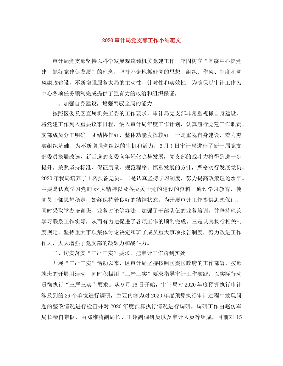 2020审计局党支部工作小结范文 _第1页