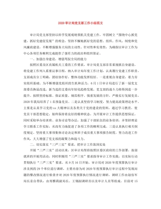 2020审计局党支部工作小结范文 