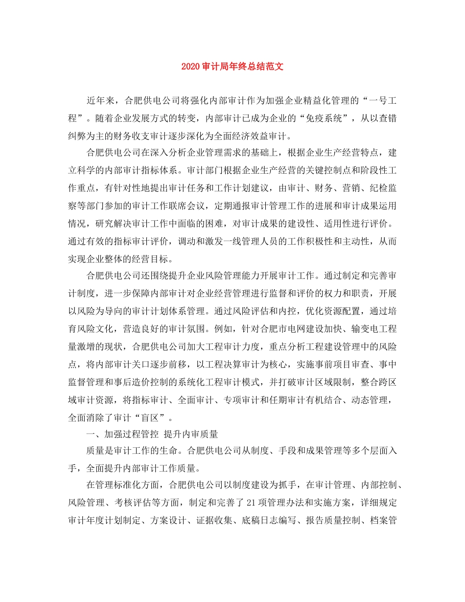 2020审计局年终总结范文 _第1页