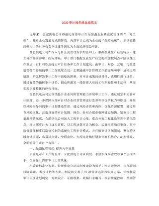 2020审计局年终总结范文 