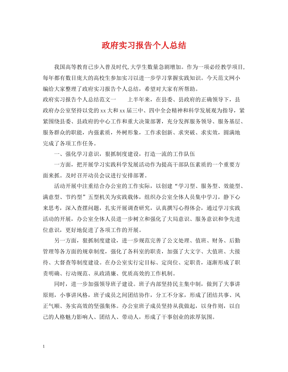政府实习报告个人总结_第1页