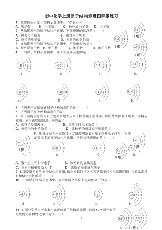 初中化学第三单元原子结构示意图积累练习(用于归类复习)
