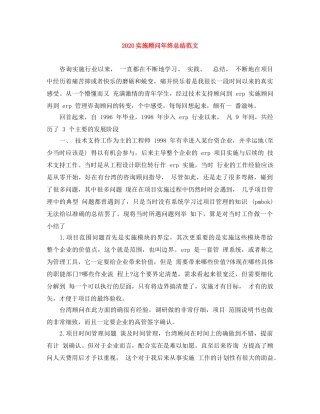 2020实施顾问年终总结范文 