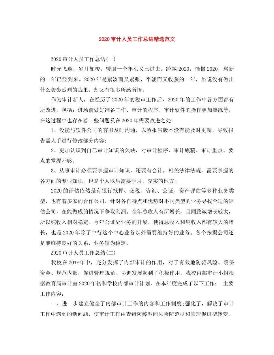 2020审计人员工作总结精选范文 _第1页
