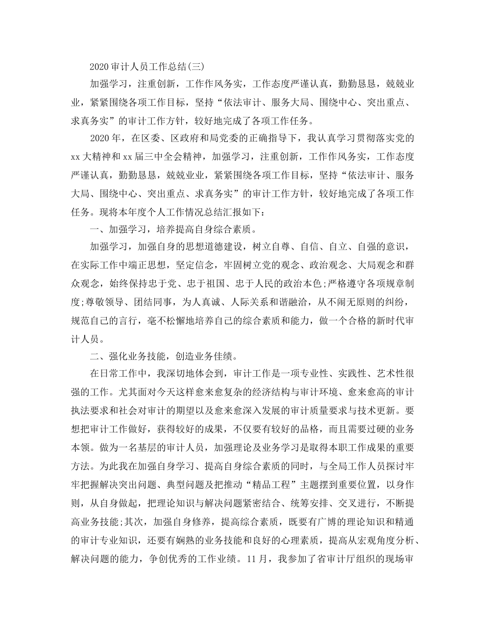 2020审计人员工作总结精选范文 _第3页