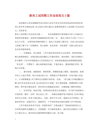 新员工试用期工作总结范文3篇2